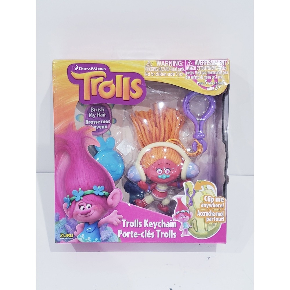 Trolls Keychain Set DJ Suki New Bug Brush Dreamworks Key Bag Dangler